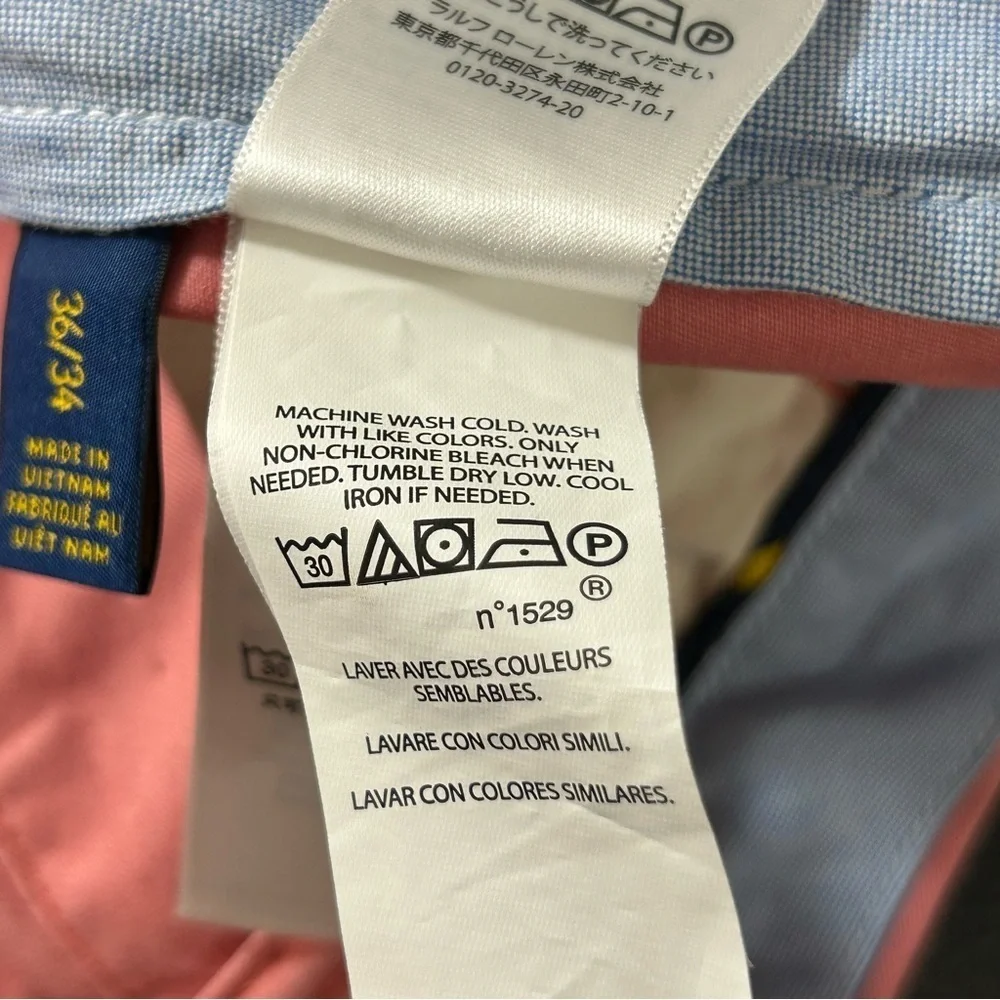 POLO Ralph Lauren Men's Chino Pants Stretch Straight Fit Salmon Pink Size 36/34